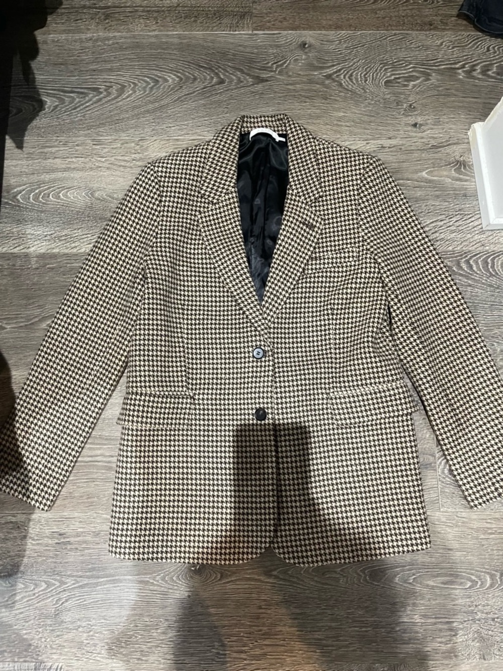 Astr Houndstooth Single-Breasted Blazer Jacket - Black & Cream (Size M) - Picture 4 of 6